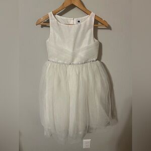 Janie and Jack 12 Ivory White Pleated Shimmer Tulle Starry Night Formal Dress